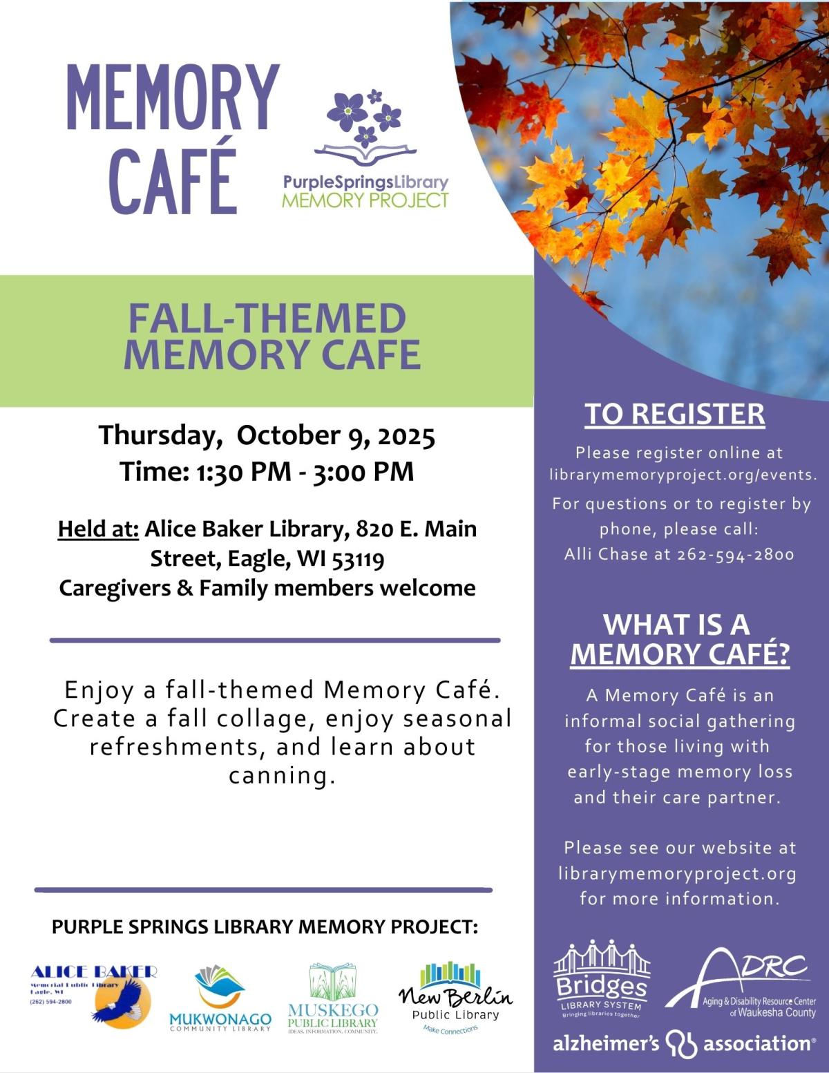 fall craft, refreshments and canning